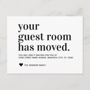 Simple Typography Guest Room Moving Announcement Postcard