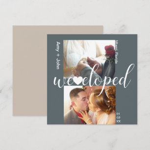 Simple Typography Heart Eloped Nuetral Photo Card