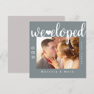 Simple Typography Hearts Elopement Photo Card