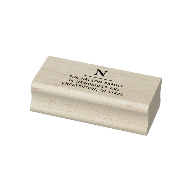 Simple Typography Initial Minimalist ReturnAddress Rubber Stamp (Stamp)
