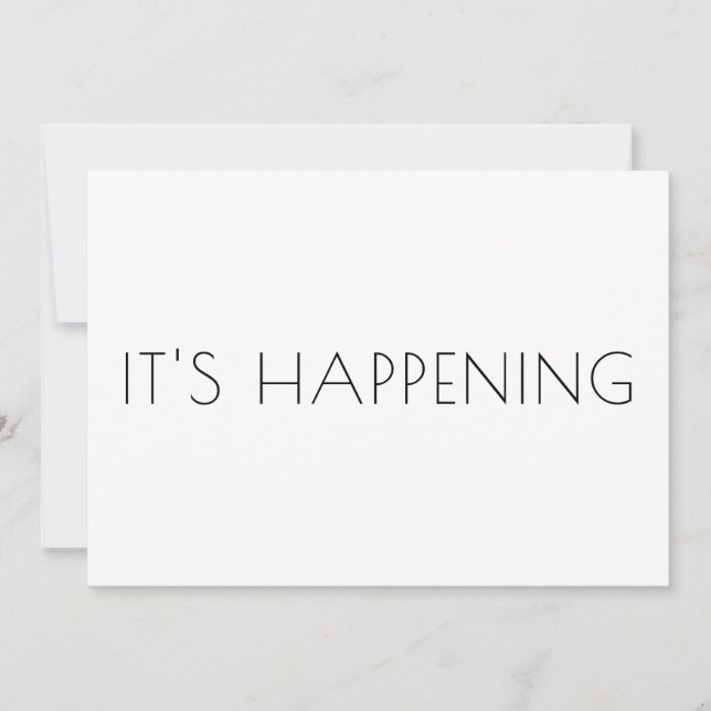 Simple Typography It's Happening Black & White Save The Date (Front)