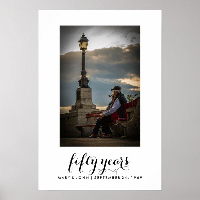 Simple Typography | Married 50 Years with Photo Poster (Front)