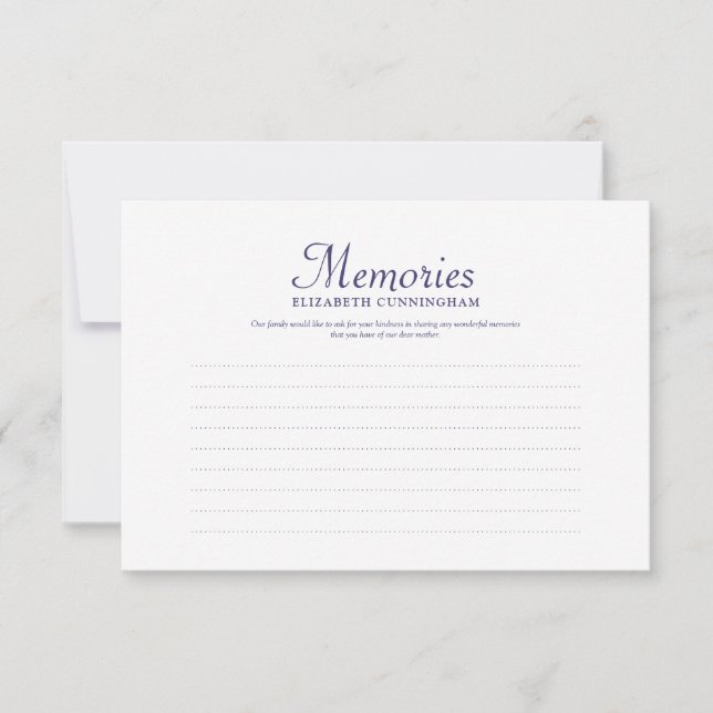 Simple Typography Memories Custom Photo Memorial RSVP Card (Front)