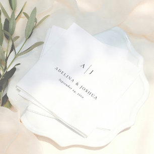 Simple Typography Minimalist Monogram Wedding Napkin