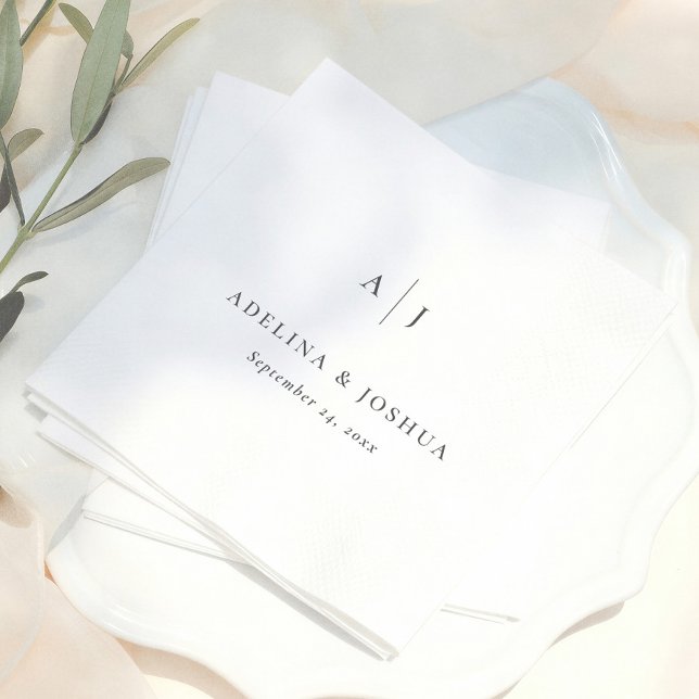 Simple Typography Minimalist Monogram Wedding Napkin (Creator Uploaded)