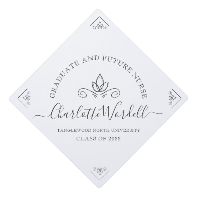 Simple Typography Minimalist Nurse Graduation Cap Topper (Front)