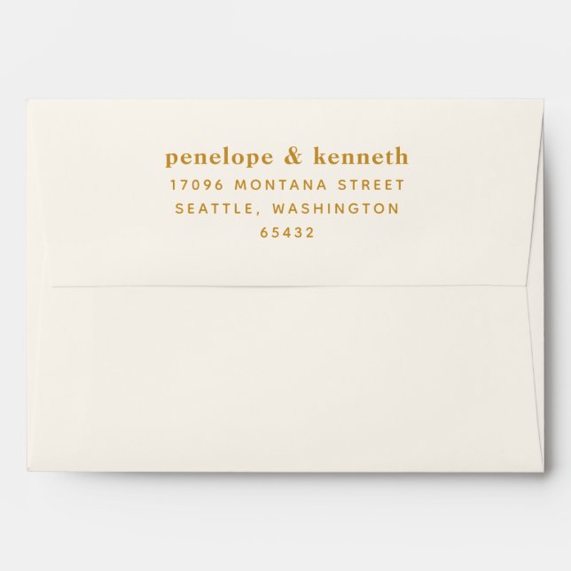 Simple Typography Modern Mustard Yellow Wedding  Envelope (Back (Top Flap))