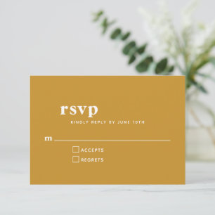 Simple Typography Modern Mustard Yellow Wedding RSVP Card
