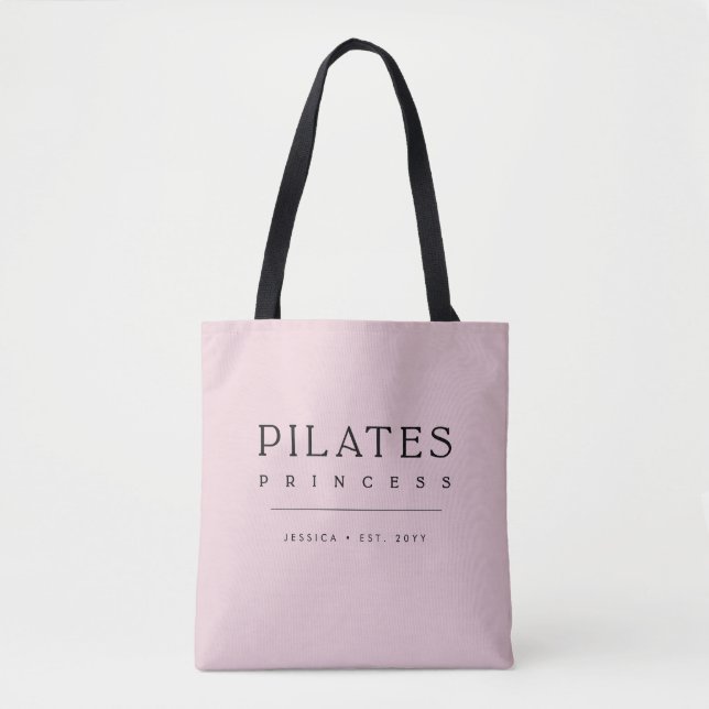 Simple Typography Modern Pink Pilates Princess Tote Bag (Front)