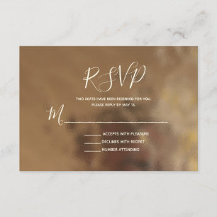 Simple Typography on Faux Creamy Gold. RSVP. RSVP Card