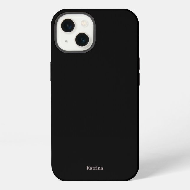 Simple Typography Personalized Name Black Pink iPhone Case (Back)