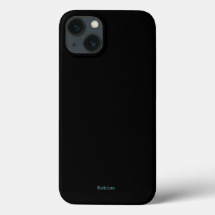 Simple Typography Personalized Name Black Teal iPhone 13 Case
