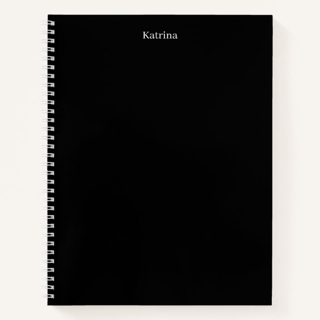 Simple Typography Personalized Name Black White Notebook (Front)