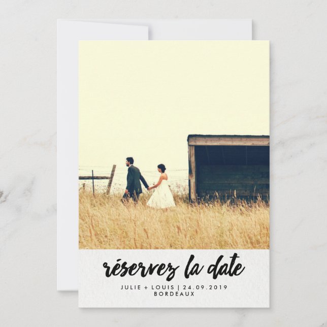 Simple Typography Photo Save the Date in French (Front)