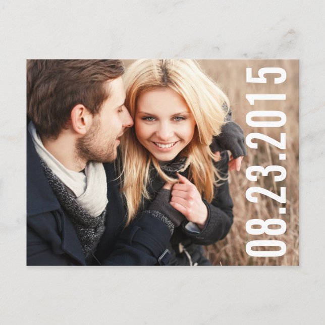SIMPLE TYPOGRAPHY | PHOTO SAVE THE DATE POSTCARD (Front)