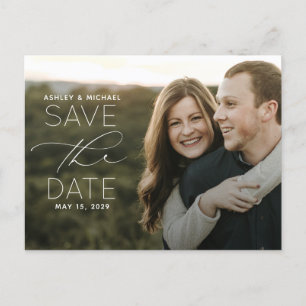 Simple Typography Photo Wedding Save the Date Announcement Postcard