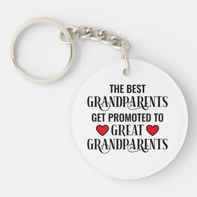 Simple Typography Promoted to Great Grandparents Keychain (Front)