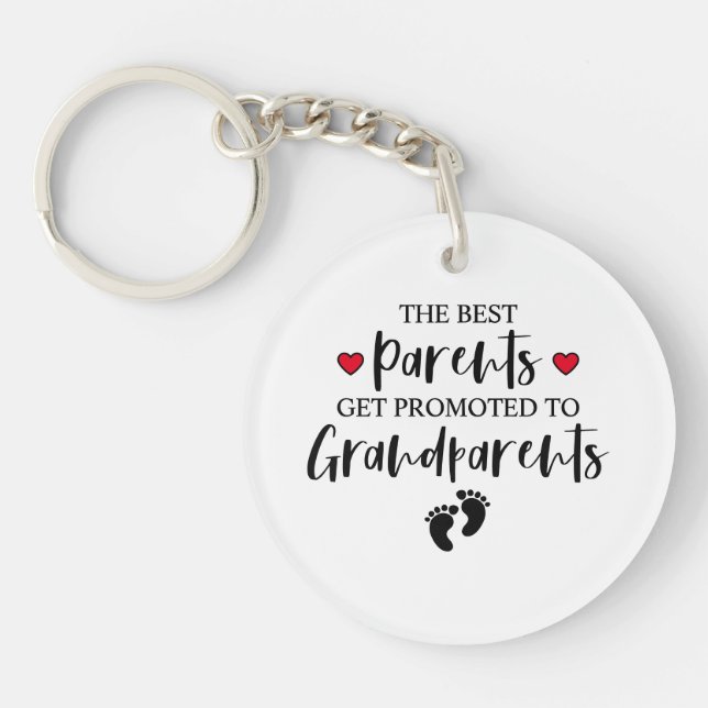 Simple Typography Promoted to Great Grandparents Keychain (Front)