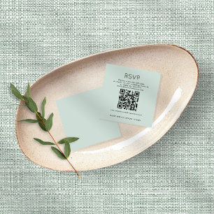 Simple Typography QR Code Mint Wedding RSVP  Enclosure Card