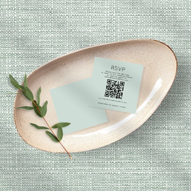 Simple Typography QR Code Mint Wedding RSVP  Enclosure Card (Creator Uploaded)