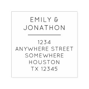 Simple Typography Return Name Address Square Self-inking Stamp