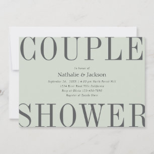 Simple Typography Sage Green Couple Shower Bridal Invitation