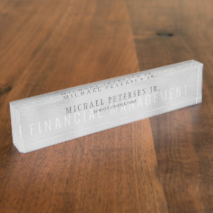 Simple typography silver metallic grey elegant nameplate