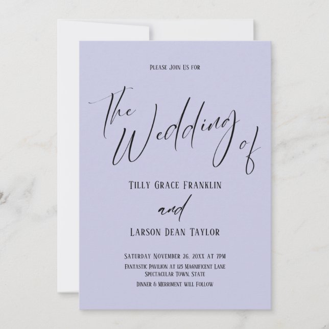 Simple Typography Simple The Wedding Of Lavender Invitation (Front)