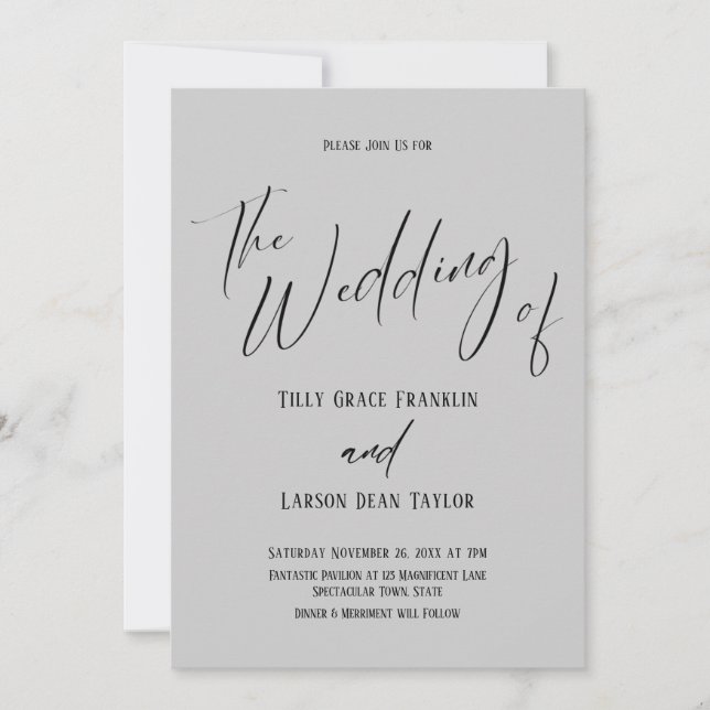 Simple Typography Simple The Wedding Of Light Grey Invitation (Front)