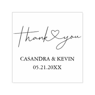 Simple Typography Thank You Script Heart Wedding Self-inking Stamp