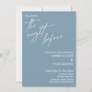 Simple Typography The Night Before Dusty Blue Invitation