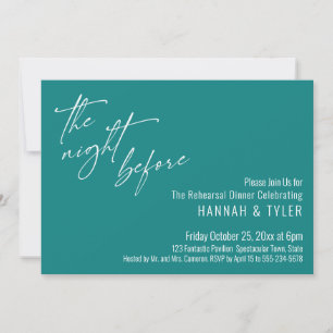 Simple Typography The Night Before Teal Invitation