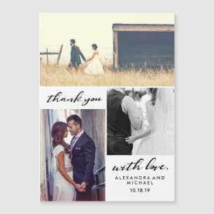 Simple Typography Three Photo Wedding Thank You