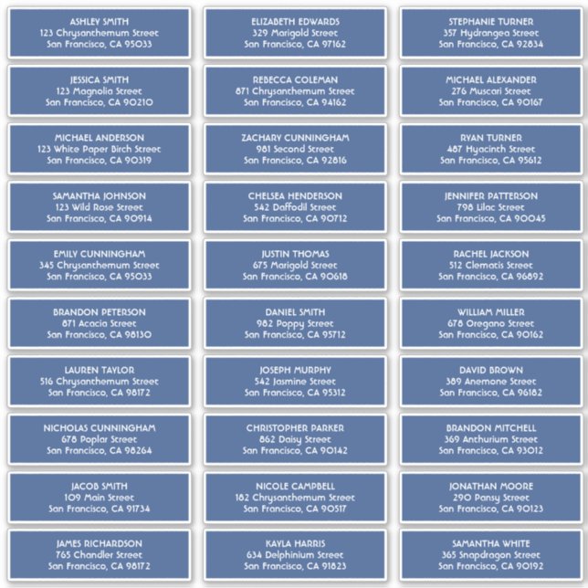 Simple Typography Wedding Guest Names Address (Front)