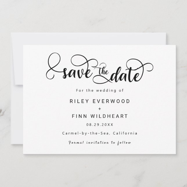 Simple Typography wedding save the date invitation (Front)