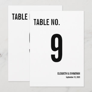 Simple Typography Wedding Table Number Card