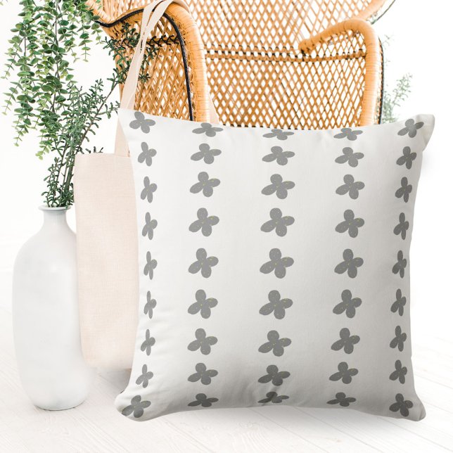 Simple Ultimate Grey Flowers Floral Pattern Throw Pillow (Creator Uploaded)
