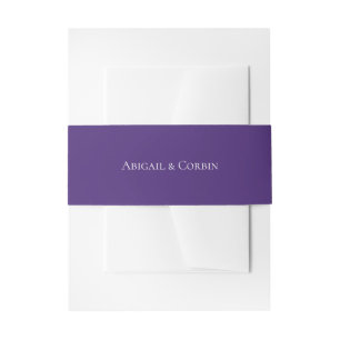 Simple Ultra Violet Personalized Wedding Invitation Belly Band