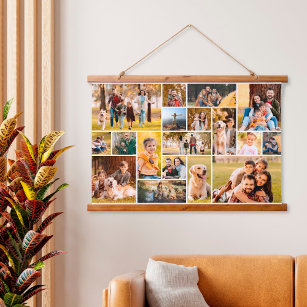 Simple Unique 18 Photo Collage Hanging Tapestry