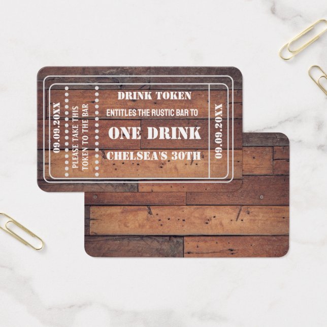 Simple Unique Rustic Events Drink Voucher Ticket (Office)