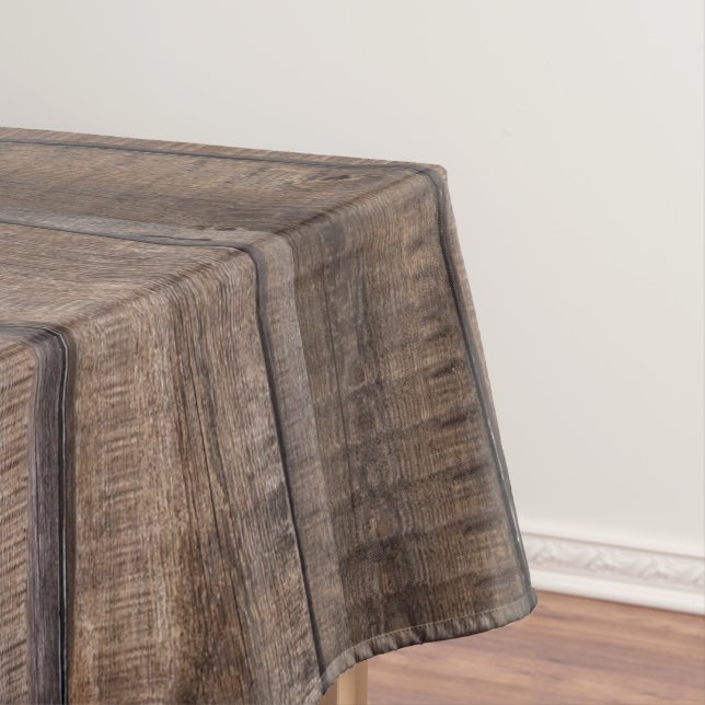 Simple Unique Rustic Wood Monogram Tablecloth (In Situ)