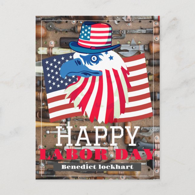 Simple Unity Worker Labour Day with USA flag Postcard (Front)