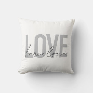 Simple, urban, modern, cool design Love Barcelona Throw Pillow
