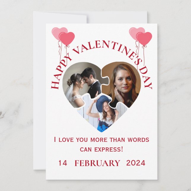 Simple Valentine Day Photos in Love Card (Front)