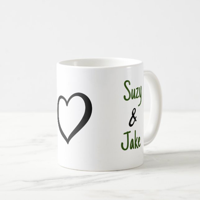 Simple Valentine Name Heart Coffee Mug (Front Right)
