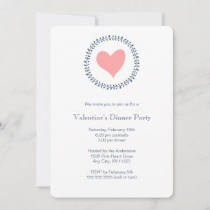 Simple Valentine's Dinner Party invitation rose/ma