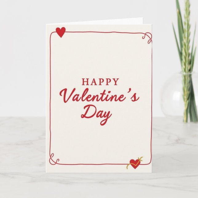 Simple Valentines Frame Gold Accent Card (Front)