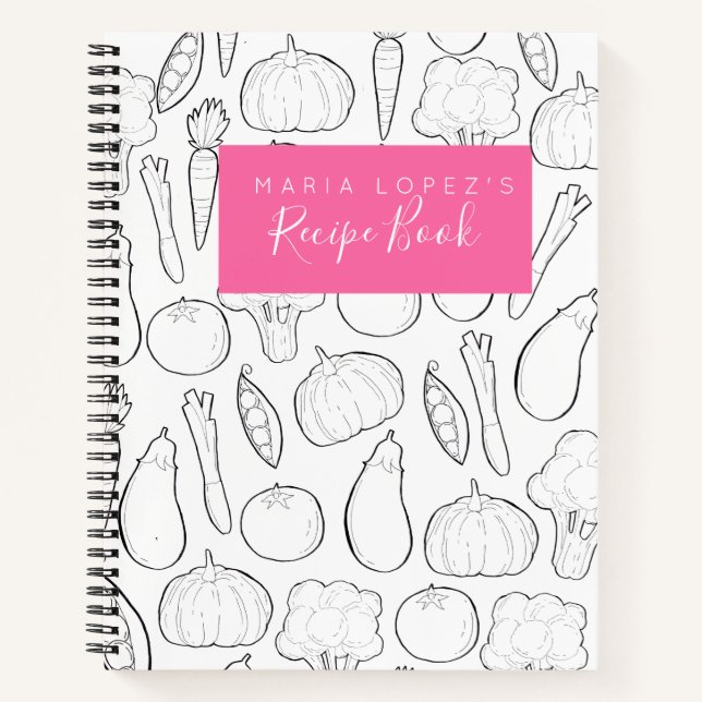Simple vegetable personalized cookbook journal (Front)