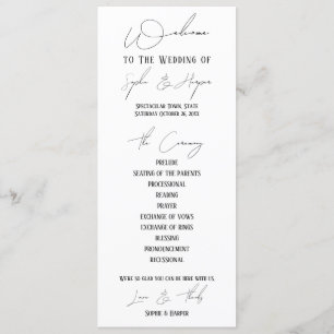 Simple, Versatile, Elegant Slim Script Wedding Program