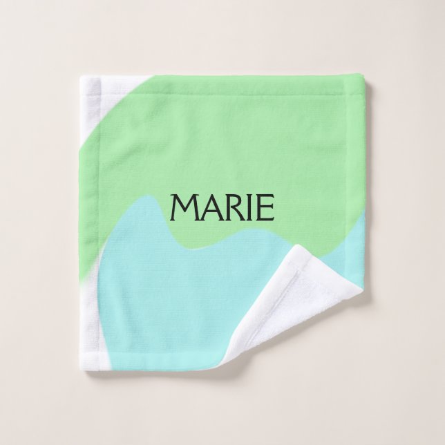 SIMPLE VERT MINIMAL AJOUTER VOTRE NOM TEXTE CADEAU (Gant de toilette)